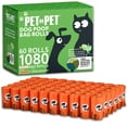 thumbnail image 1 of PET N PET Dog Poop Bags, 1080 Count, Unscented, 41% Plant-Based USDA Certified, Leak-Proof Dog Waste Bags, 8 x 15 Inches, Orange, 1 of 7