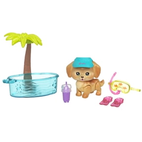 Barbie Dream Squad Pet Puppy and Pool with Color-Changing Snorkel Mask, Flippers and Accessories