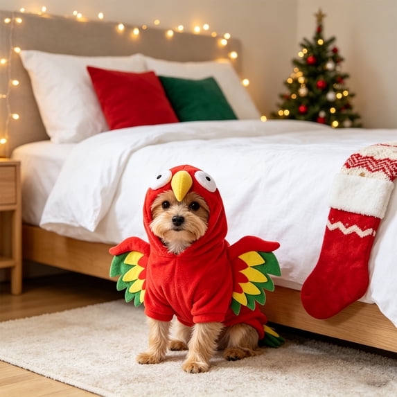 PET Parrot Costume, a Red Polyester Parrot-Style Costume Sized for the Selected PET Variation, for Dogs, Cats, PET Parties, Photos, and Playful Seasonal Dress-up, Red, Size m, Practical Home Use