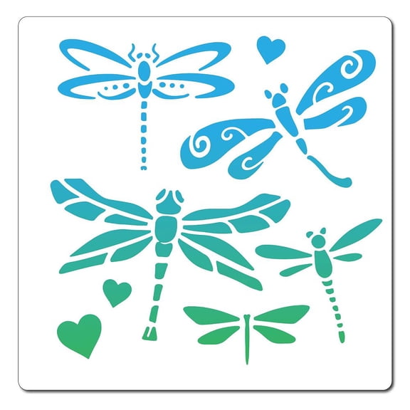 PET Plastic Drawing Painting Stencils Templates Square Dragonfly Pattern 18x18cm DIY