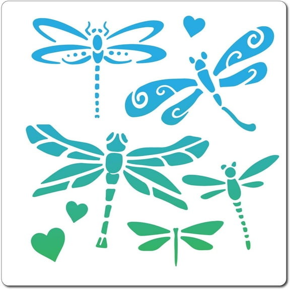 PET Plastic Drawing Painting Stencils Templates Square Dragonfly Pattern 18x18cm