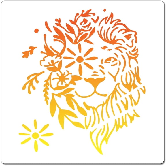 PET Plastic Drawing Painting Stencils Templates Square Lion Pattern 18x18cm diy