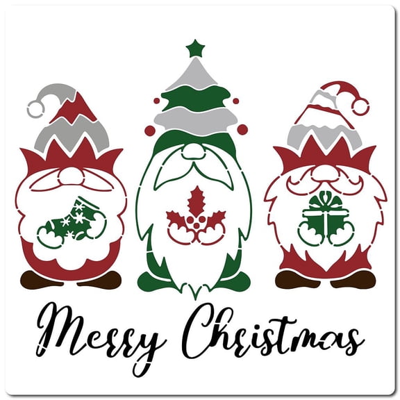 PET Plastic Drawing Painting Stencils Templates Square White Christmas Themed Pattern 30x30cm