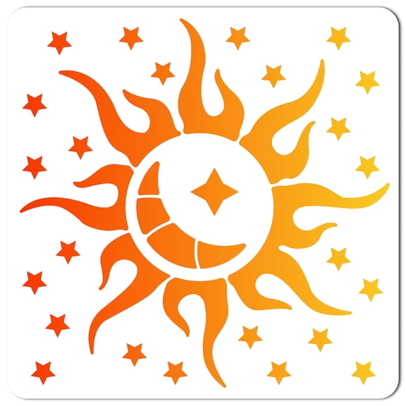 PET Plastic Drawing Painting Stencils Templates Square White Sun Pattern 30x30cm for DIY