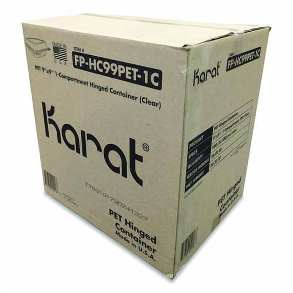 PET Plastic Hinged Container, 9 x 9 x 3.6, Clear, Plastic, 100/Pack, 2 Packs/Carton | Bundle of 5
