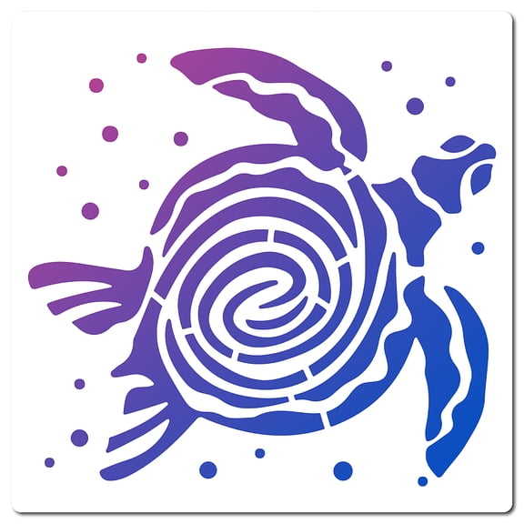 PET Plastic Hollow Out Drawing Painting Stencils Templates Square Sea Turtle Pattern 18x18cm White
