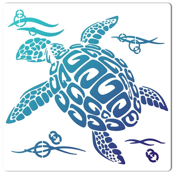 PET Plastic Hollow Out Drawing Painting Stencils Templates Square Sea Turtle Pattern 300x300mm DIY