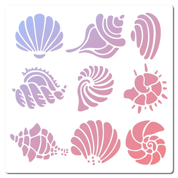 PET Plastic Hollow Out Drawing Painting Stencils Templates Square Shell Pattern 18x18cm