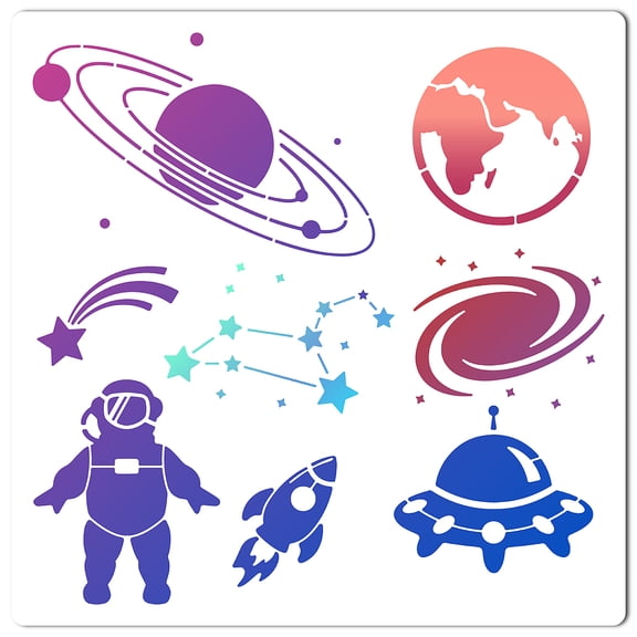 PET Plastic Hollow Out Drawing Painting Stencils Templates Square Space Theme Pattern 300x300mm