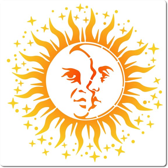 PET Plastic Hollow Out Drawing Painting Stencils Templates Square Sun Pattern 300x300mm