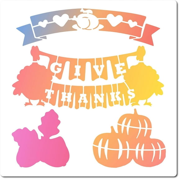 PET Plastic Hollow Out Drawing Painting Stencils Templates Square Thanksgiving Day Themed Pattern 300x300mm