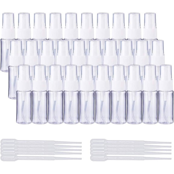 PET Plastic Refillable Lotion Perfume Pump Spray Bottle and 2ml Disposable Plastic Dropper Transfer Graduated Pipettes Clear 9.35x2.4cm