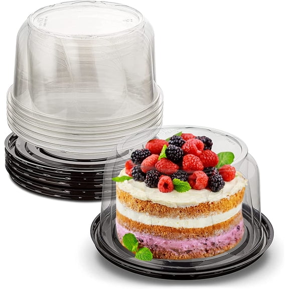 PET Plastic Round Cake Containers 6" - Bakery Boxes with Clear Lid (Pack of 5) Made in the USA
