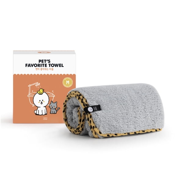 PET’S FAVORITE TOWEL (M), Premium High Quality Microfiber Pet Towel, Ultra-Absorbent, Quick Drying Towel, Mustard, Made in Korea