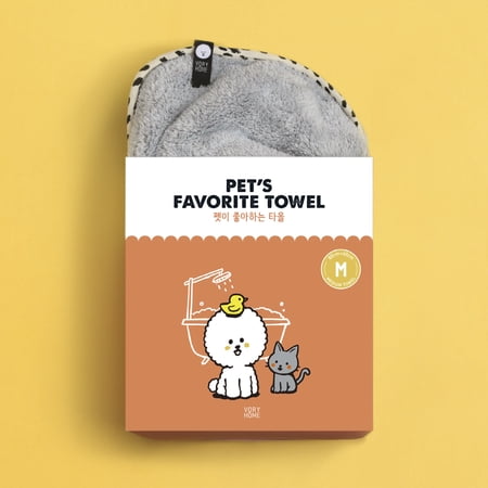 PET’S FAVORITE TOWEL (M), Premium High Quality Microfiber Pet Towel, Ultra-Absorbent, Quick Drying Towel, White, Made in Korea