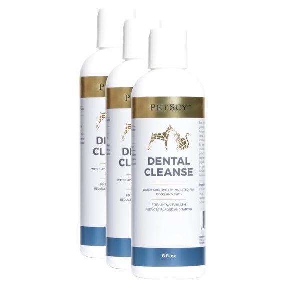 PET SCY Dental Water Additive for Dogs & Cats - Pet Dental Care - 8oz, 3 Pack