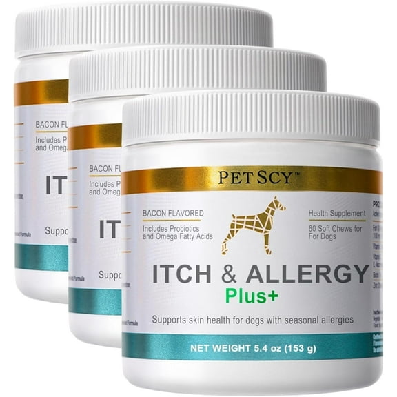 PET SCY Itch and Allergy Plus Chews - Dog Allergy Relief & Itch Support - 5.4oz, 3 Pack