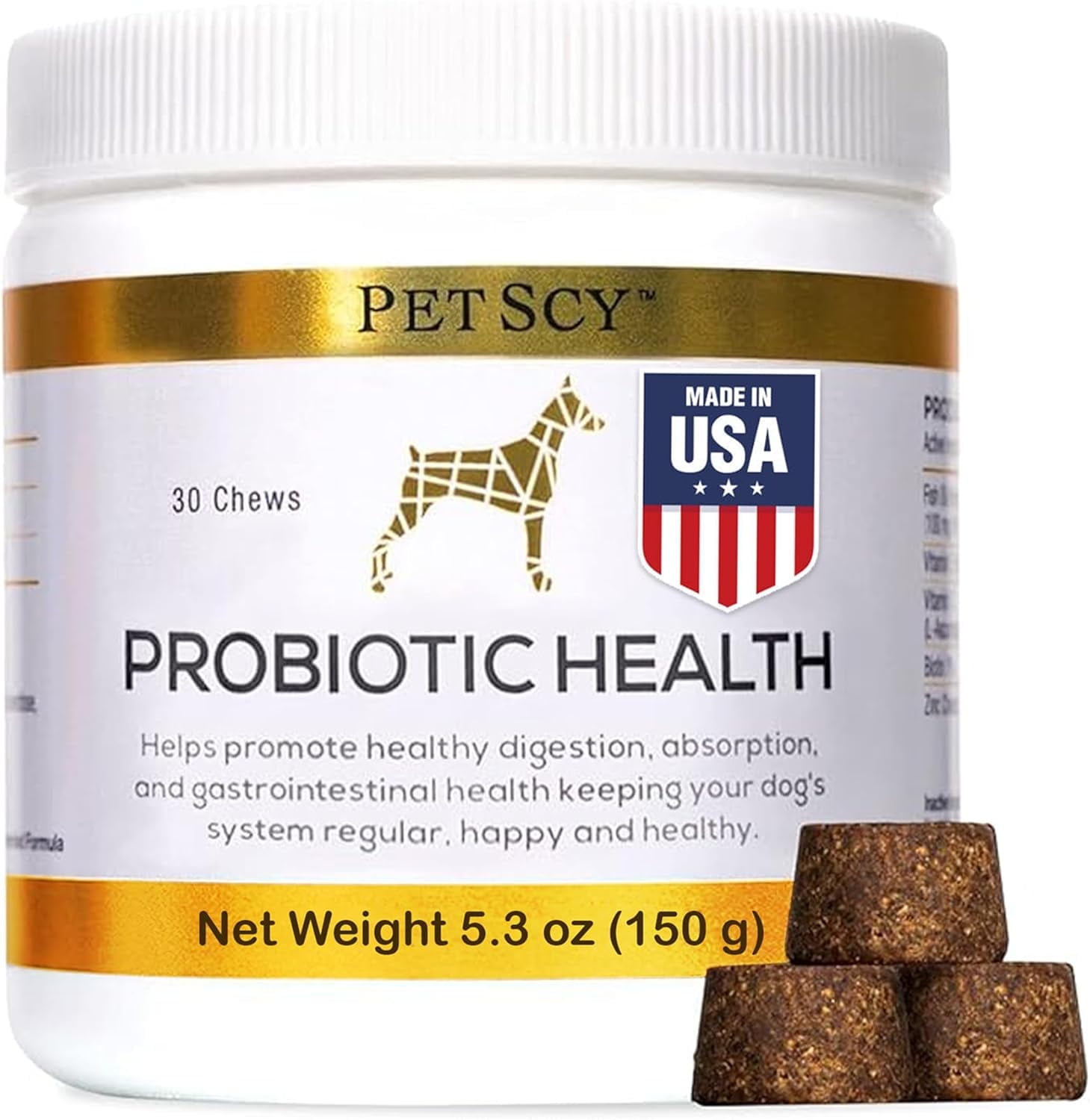 PET SCY Probiotic Health Chews - Probiotics for Dogs for Digestive Support - 5.3oz, 1 Pack