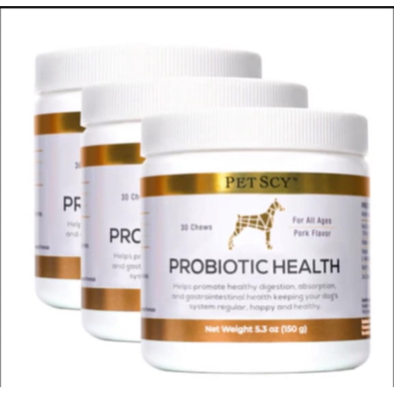 PET SCY Probiotic Health Chews - Probiotics for Dogs for Digestive Support - 5.3oz, 3 Pack