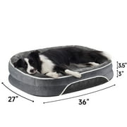 Ophanie 35in Luxury Sofa-Style Pet Orthopedic Bed for Large and Medium Dogs – Removable Machine-Washable Plush Cover, 4-Sided Bolster, Non-Slip Bottom, Size 35"x28"x6" Gray