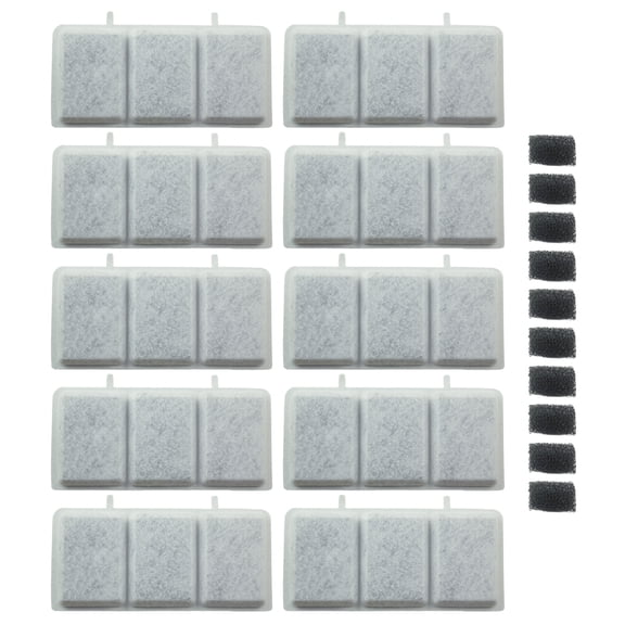 PET STANDARD Replacement Water Filter & 10 Pack Replacement Pre-Filter Sponges Compatible With Petory 74oz/2.2L Automatic Pet Fountain, Pack of 10