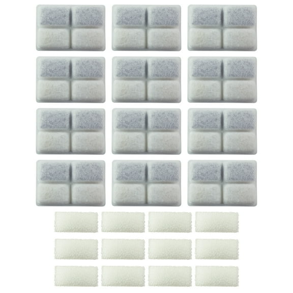 PET STANDARD Replacement Water Filter & 12 Pack Replacement Pre-Filter Sponges Compatible With FURRYBABY Water Level Window 2L Ultra Quiet Indoor Intelligent Pet Fountain, Pack of 12