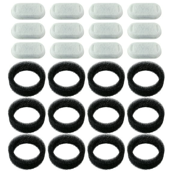 PET STANDARD Replacement Water Filter & 12 Pack Replacement Pre-Filter Sponges Compatible With PETLIBRO® Stainless Steel Pet Water Fountain Model #PLWF003, 67oz/2L, Cat Water Fountain Pack of 12