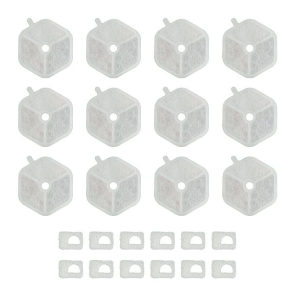 PET STANDARD Replacement Water Filter & 12 Pack Replacement Pre-Filter Sponges Compatible With Smartoo 152oz/4.5L Automatic Cat Fountain PTM-643, Pack of 12