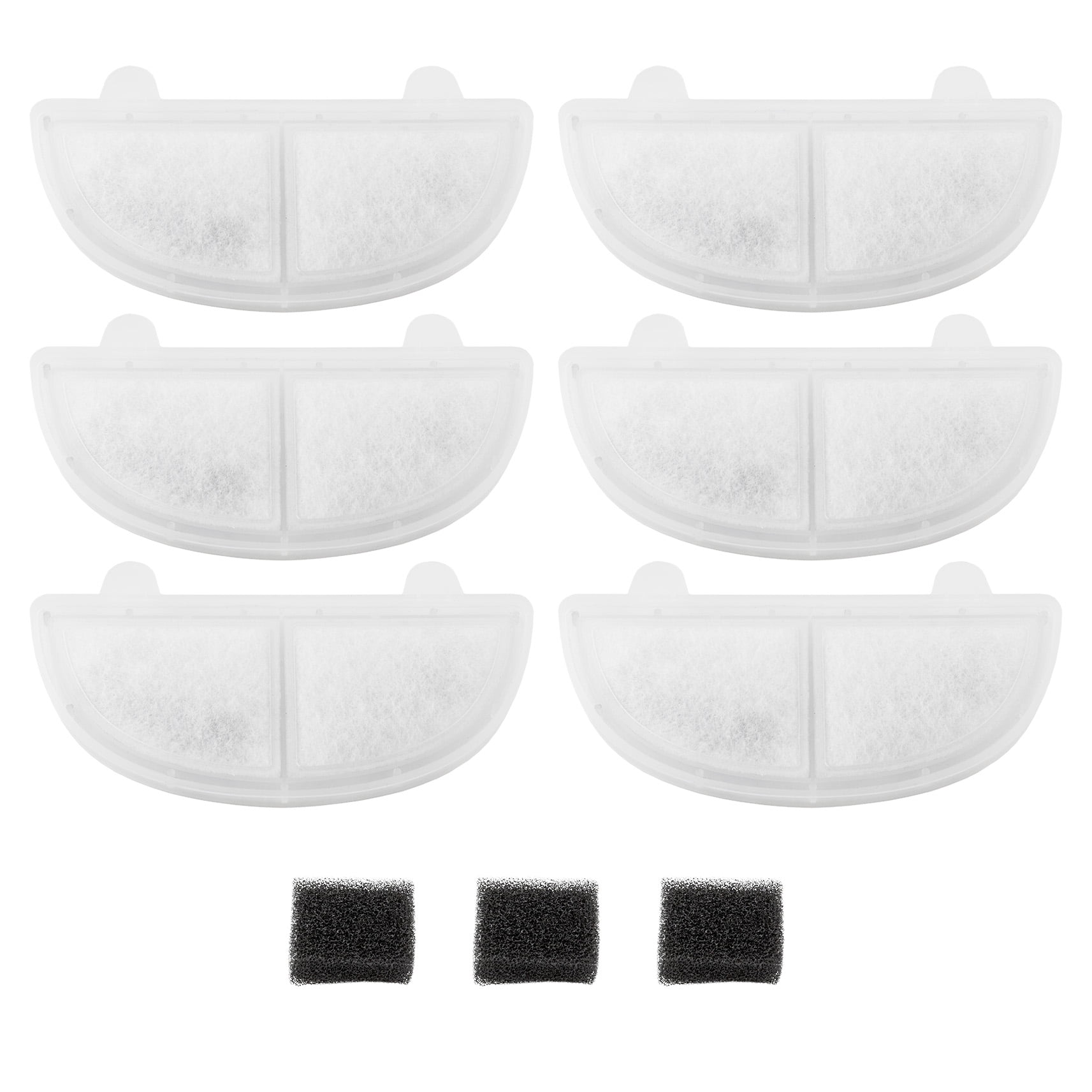 6-Pack Replacement Water Filters and Pre-Filter Sponges for Pet Fountain