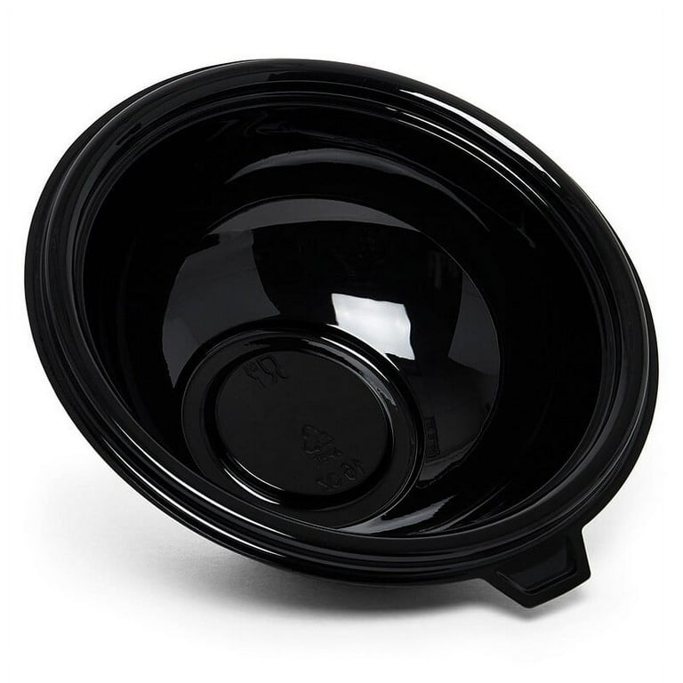 Black salad bowls PET with separated lids