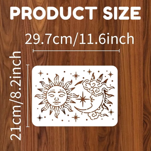 PET Sun and Moon Stencil for Wall Painting Sun and Moon Painting Stencils for Crafts Reusable Templates Sun and Moon Stencils for Painting Wood Window Home Decor