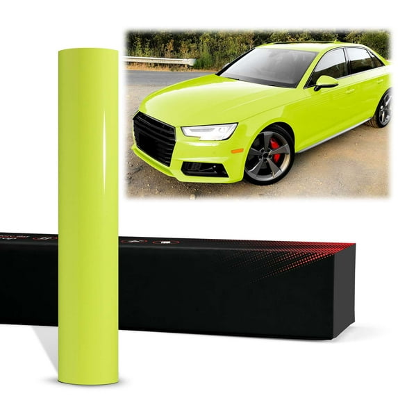 PET Super Gloss Acid Lime High Glossy Vinyl Wrap Auto Car Sticker Decal Film Sheet Bubble Free Air Release Technology