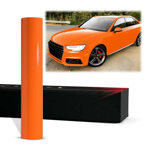 PET Super Gloss Lava Orange High Glossy Vinyl Wrap Auto Car Sticker Decal Film Sheet Bubble Free Air Release Technology