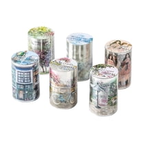 PET Tape Stickers for Journaling, 6 Rolls Clouds, Trees, Streets, Roadsides, Vehicles, Simple Women Theme Scrapbook Stickers for Scrapbooking, Junk Journal Supplies, Planner, DIY Crafts