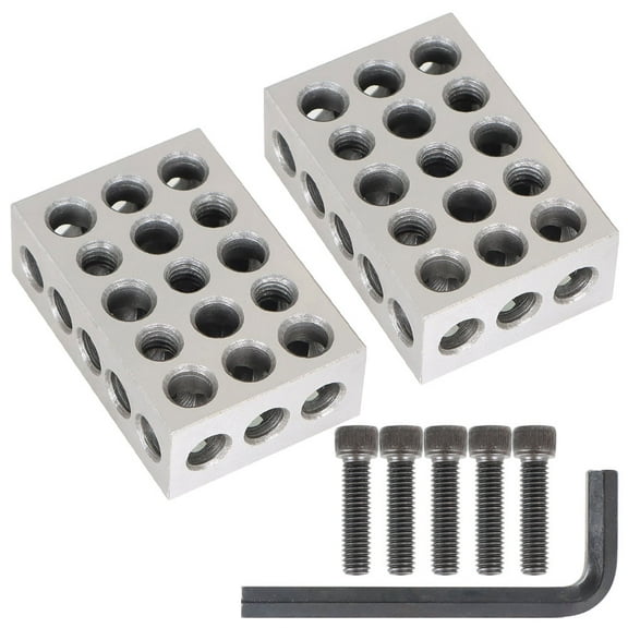 PET-U 1-2-3 Blocks Matched Pair Hardened Steel 23 Holes (1x2x3) 123 Set with Screws & HEX Key Precision Ground Machinist Set Up Blocks