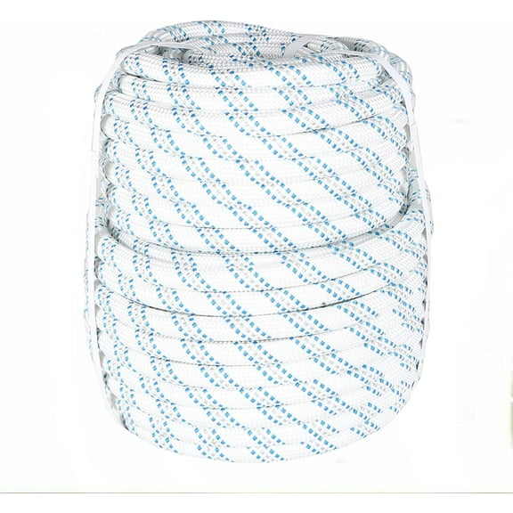 PET-U 1/2 inch Double Braided Polyester Rope, 150ft Arborist Bull Rope Lightweight Tree Rope High Strength Rigging Rope Heavy Duty Thick Rope for Camping Swings(White/Gray/Blue)