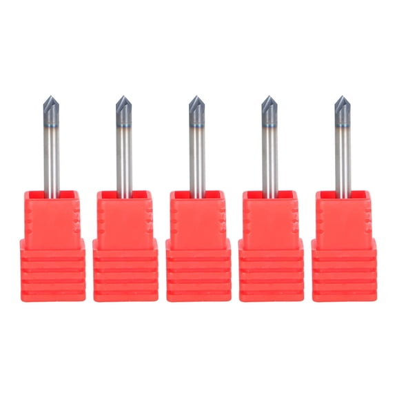 PET-U 1/8 Inch 4 Flute Carbide End Mill 90 Degree Chamfer 1-1/2 Inch Overall Length x 1/8 Inch Shank Diameter Suitable for Aluminum Cutting Non Ferrous Metal Up Cutting 5 Pieces