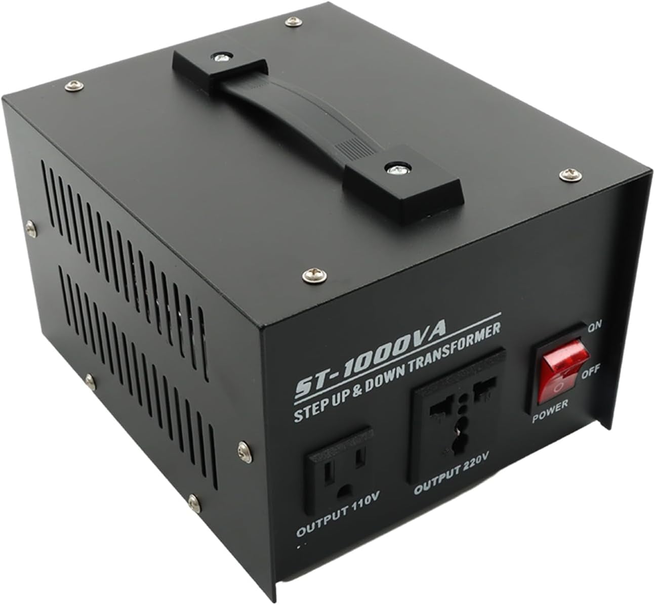 PET-U 1000 Watt Transformer Universal Receptacle Universal Dual Output Step-Up and Step-Down Power Transformer 110V to 220V/220V to 110V Circuit Breaker Protection