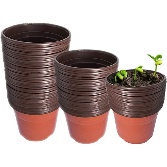 PET-U 100PCS Plastic Plant Flower Pots Nursery Garden Seedlings Starting Pot Container
