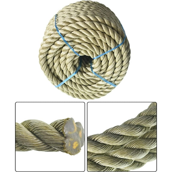 PET-U 100ft Natural Manila Rope 3 Strand Dock Cordage Farm Fitness Nautical Crafts