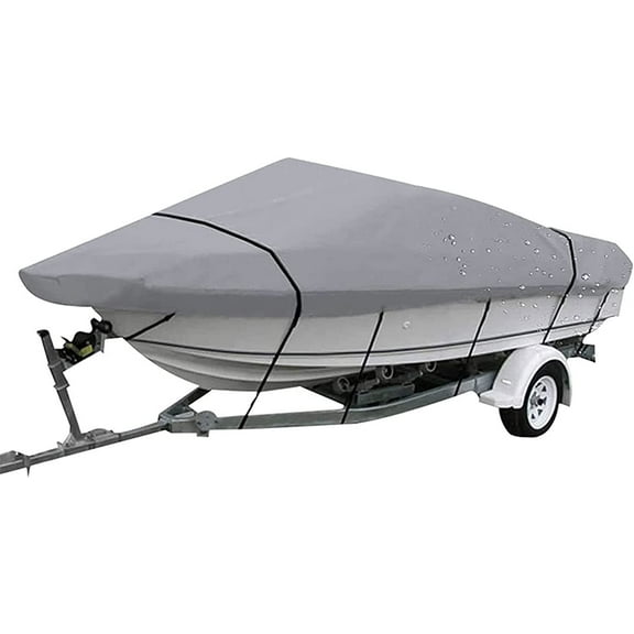 PET-U 20 - 22FT 210D Boat Cover Trailerable Replacement for V - Hull Fishing Ski Gray
