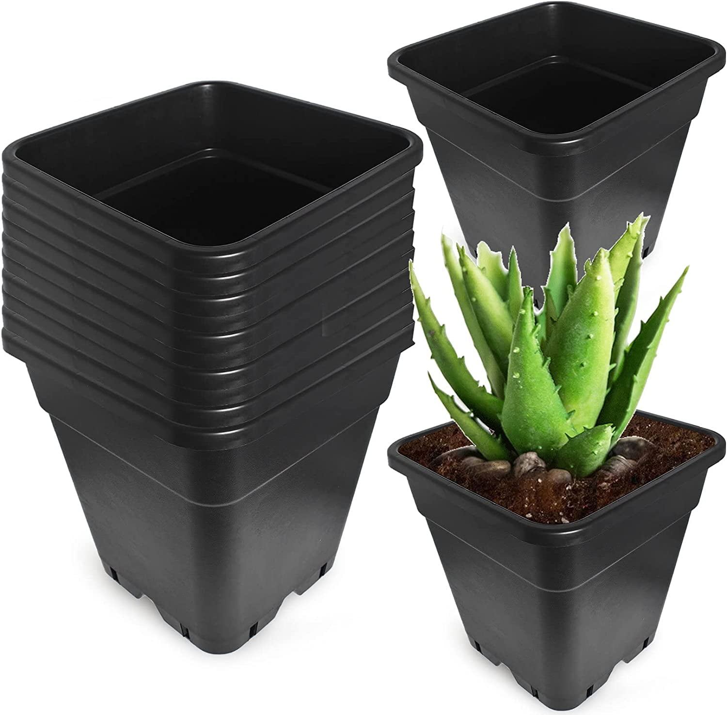 PET-U 5 Gallon 10 Pcs Square Plastic Plant Pots Flexible Nursery Pot Planter  Nursery Pots Suitable for Flower Vegetables Succulents Black - Walmart.com
