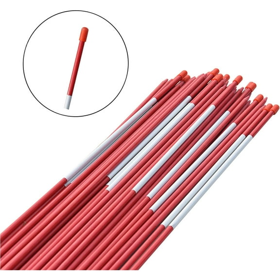 PET-U 50 Pack Driveway Plow Marker Snow Stakes Stakes Reflective Tape 5/16" Fiberglass