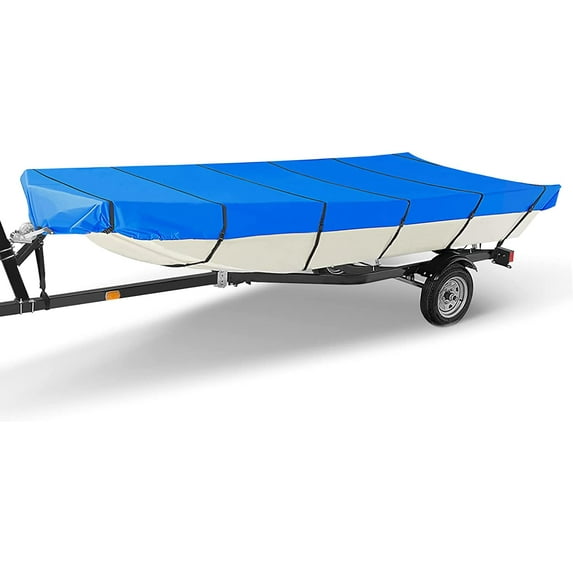 PET-U 600D 12FT-18FT Marine Grade Heavy Duty Trailerable Boat Cover Replacement for Jon Boat