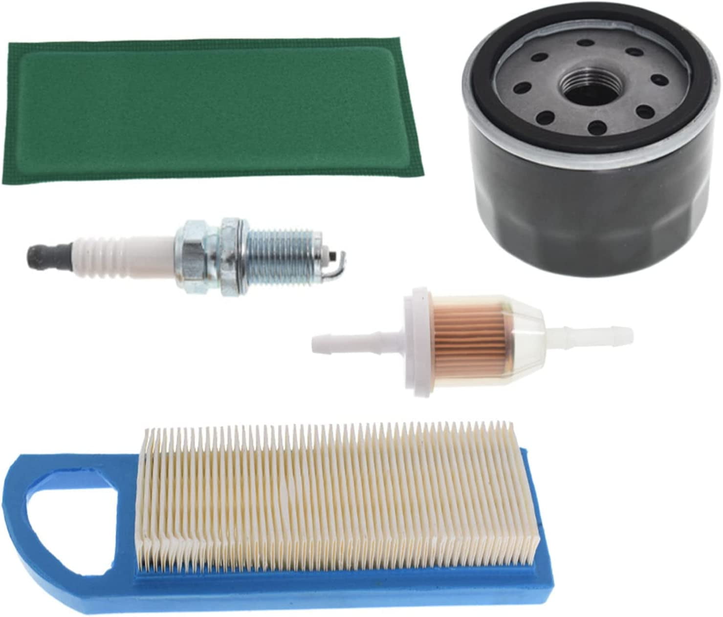 PET-U 697776 Air Filter Replacement for John Deere 102 105 115 L108 LA100 LA110 LA115 698083 794422 795115 with Oil Filter GY20577 AM119567