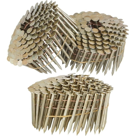 PET-U 7200 Count Siding Nails 15 Degree 1-3/4 Inch x 0.12 Inch Collated Wire Coil Full Round Head Ring Shank Electro Galvanized Roofing Nails