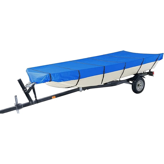 PET-U Boat Cover Heavy Duty Trailerable Marine Grade Polyester Replacement for Jon Boat Cover 14FT Length Beam Width to 70 Inch