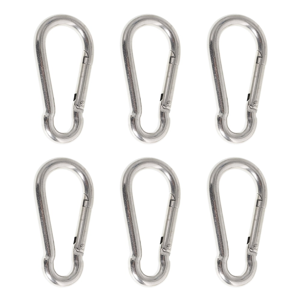 PETU Carabiner Clips Stainless Steel 304 Spring Snap Hook, Set of 6 440 Lbs
