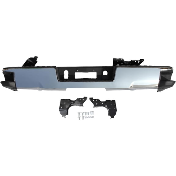 PET-U Chrome Steel Rear Step Bumper without Park Assist Sensor Holes Replacement for Silverado Sierra 1500 2014 2015 2016 2017 2018 GM1103176