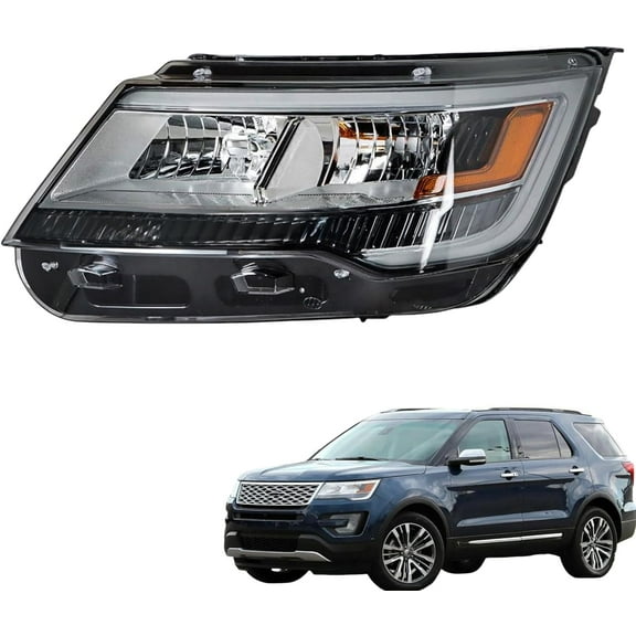 PET-U Driver Side Headlights Assembly with DRL Replacement for Explorer 2016-2019 Housing Chrome Lamp LH 1PC FB5Z13008N